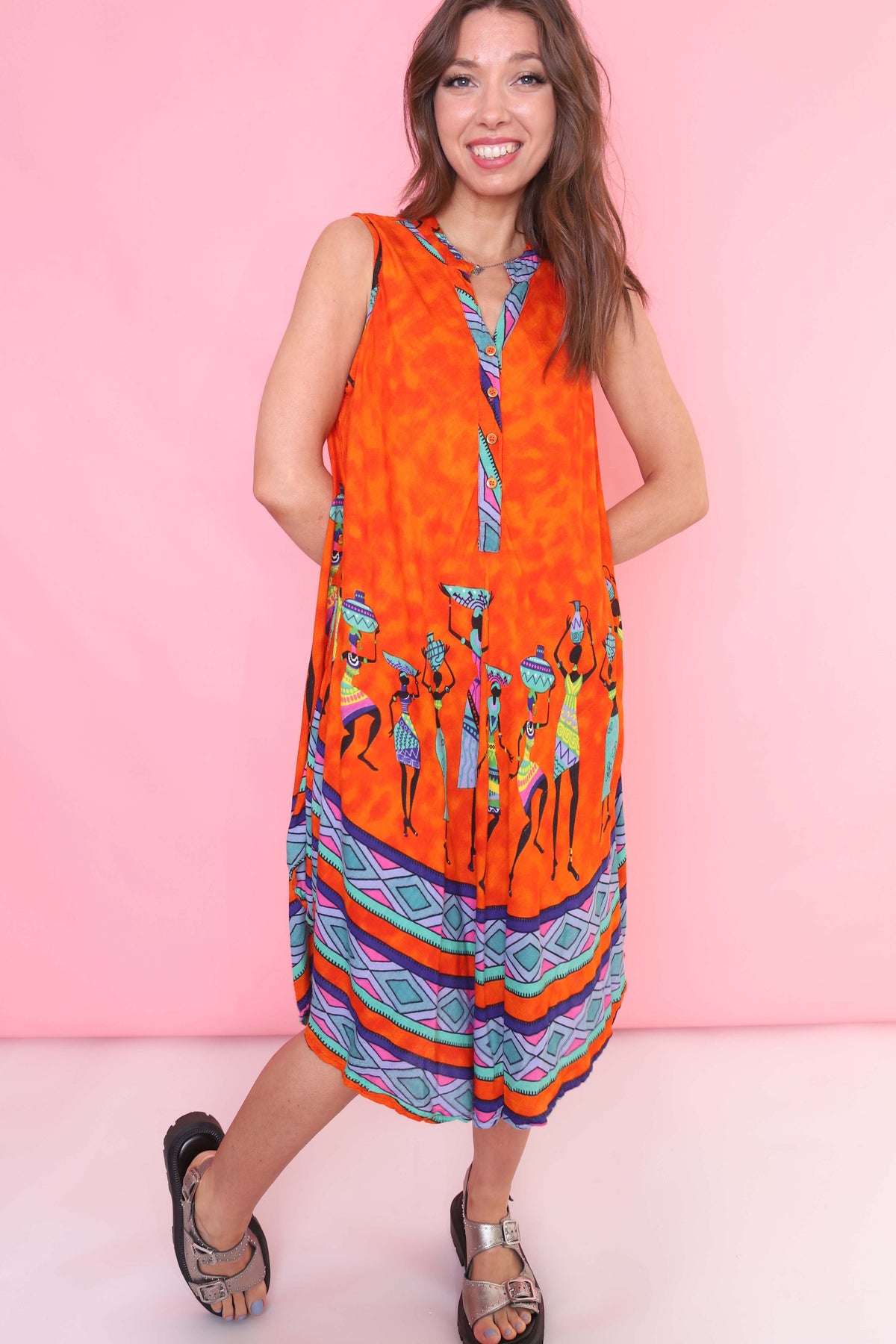Vintage 90s Colourful Patterned Dress
