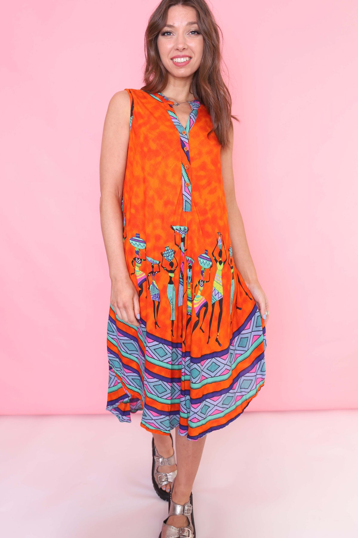 Vintage 90s Colourful Patterned Dress