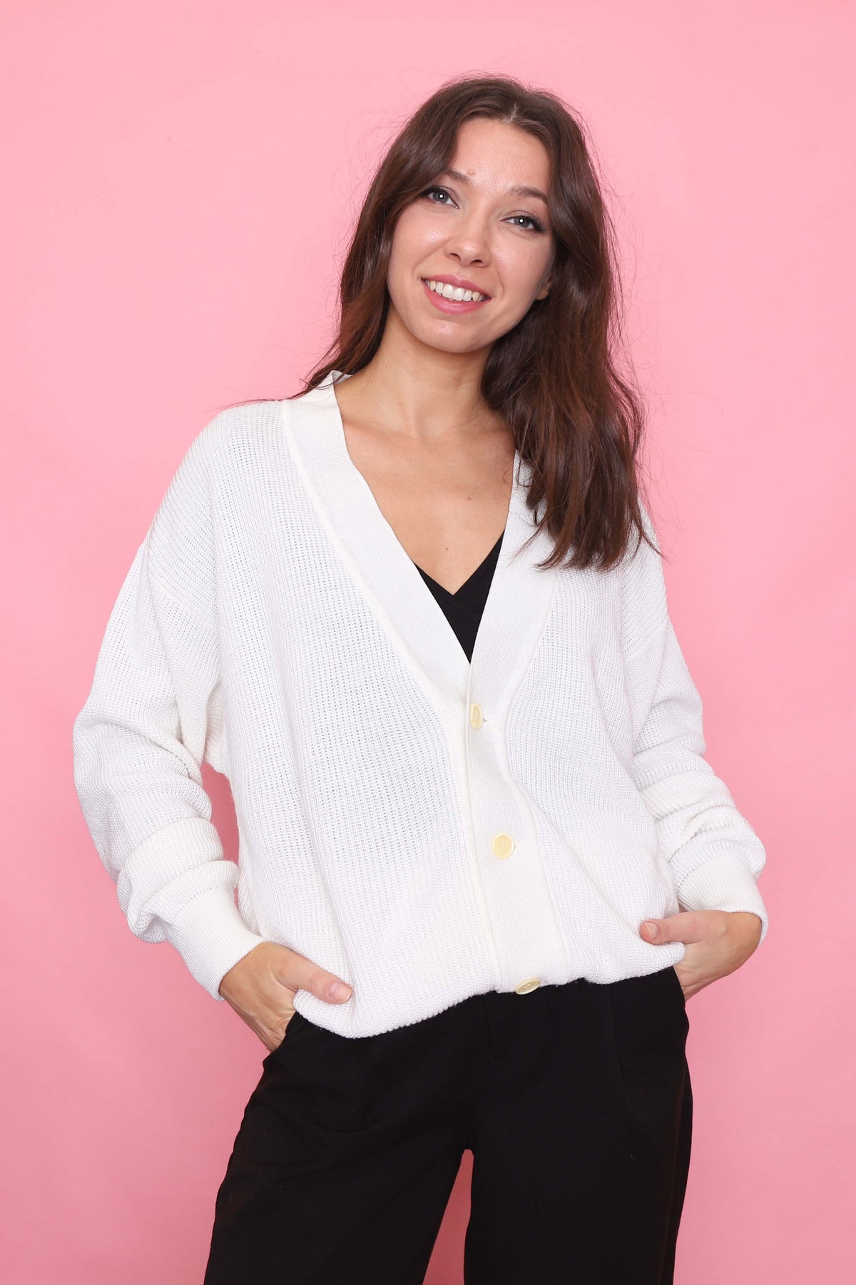 Vintage Off-White Button-Up Cardigan