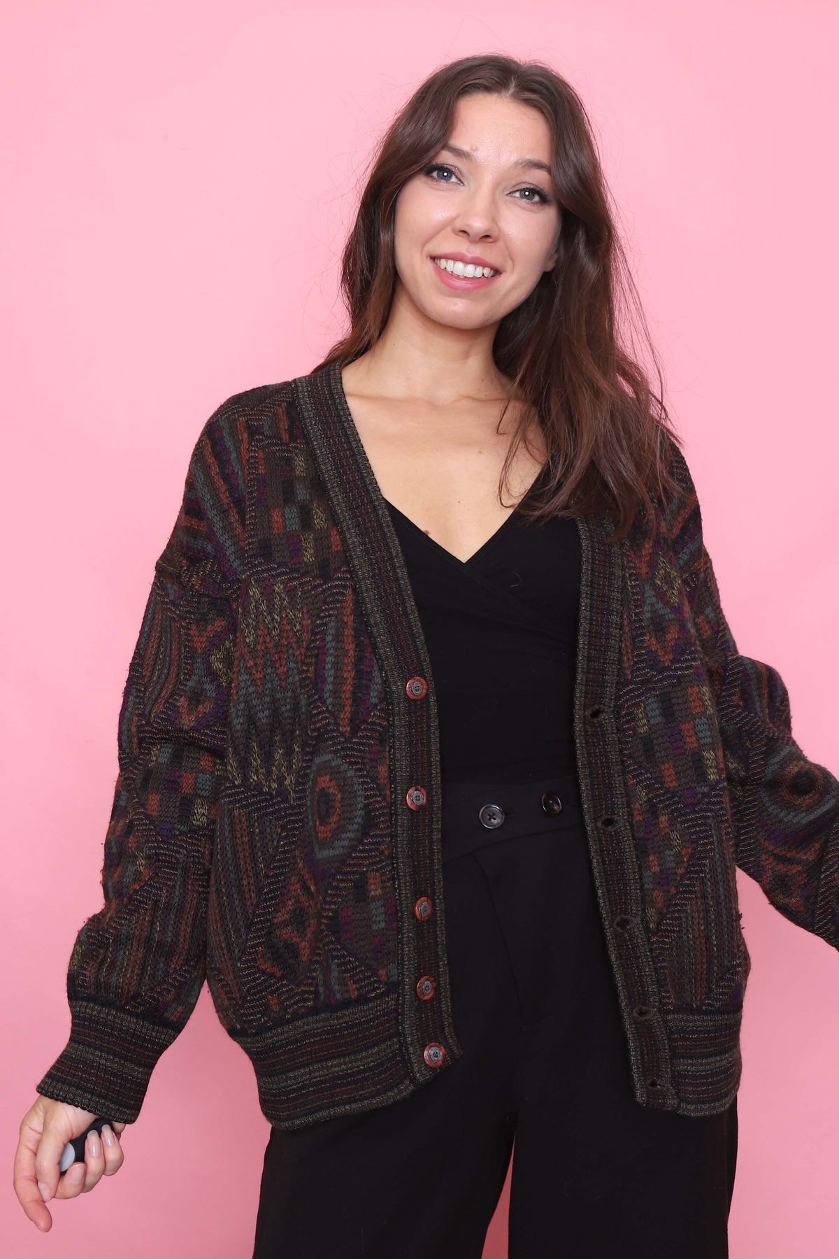 Vintage Abstract Knit Cardigan