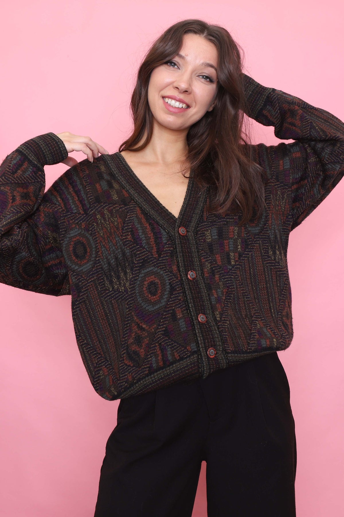 Vintage Abstract Knit Cardigan