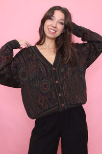 Vintage Abstract Knit Cardigan