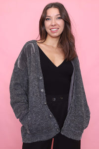 Vintage Charcoal Grey Cardigan Jacket