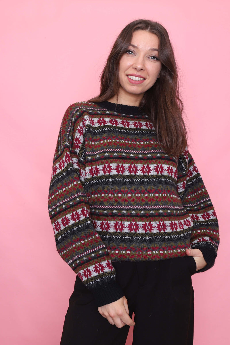 Vintage Fair Isle Pattern Knit Jumper