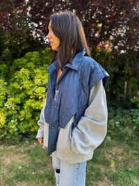 Color: Grey + Blue two-tone color block