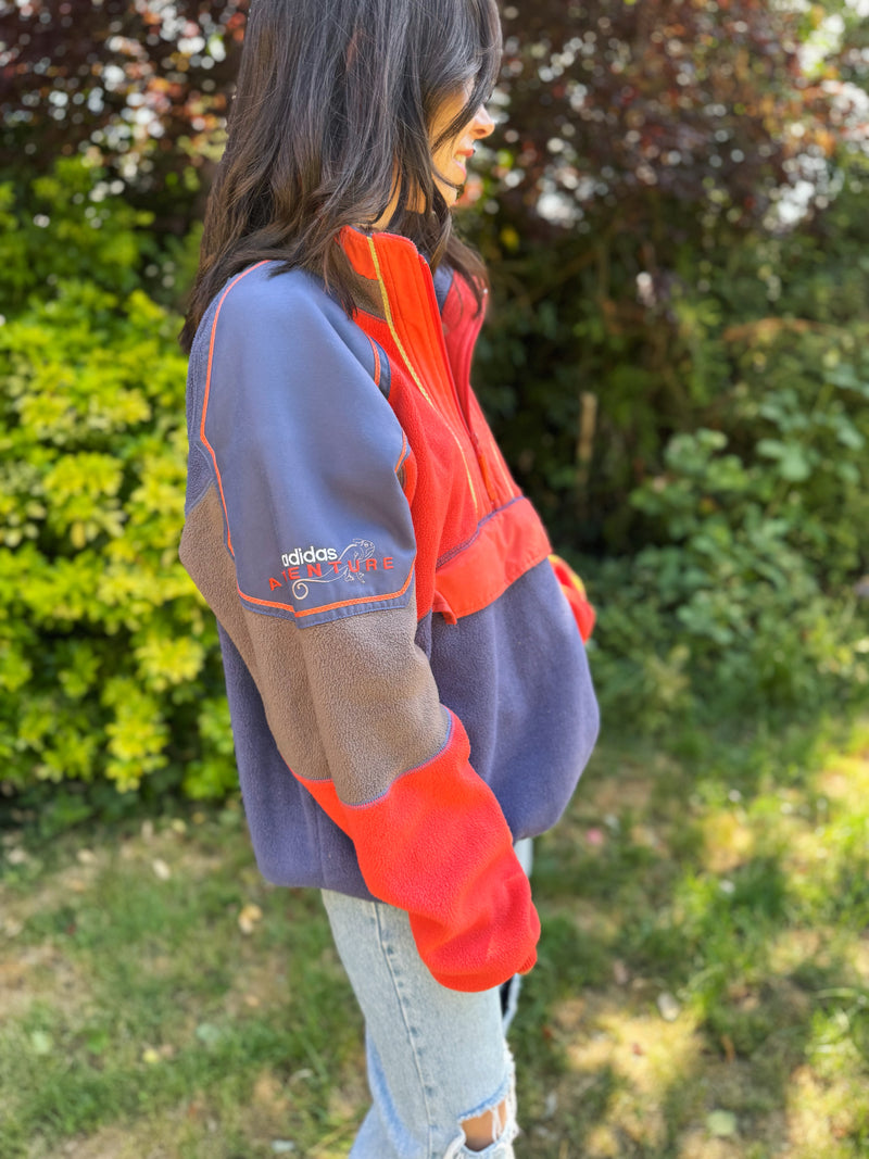 Adidas Adventure Vintage Colour Block 1/4 Zip Fleece Jacket unisex