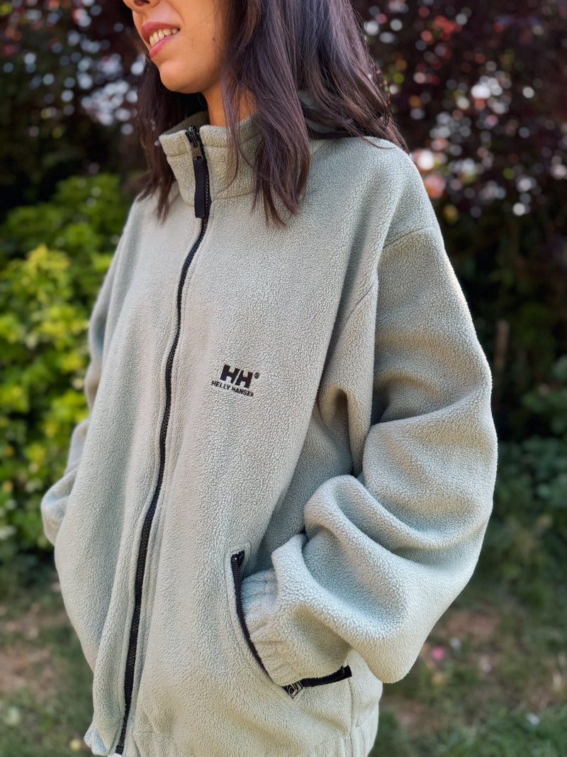 Helly Hansen Vintage Zip-Up Fleece Jacket in Light Sage Green with Logo