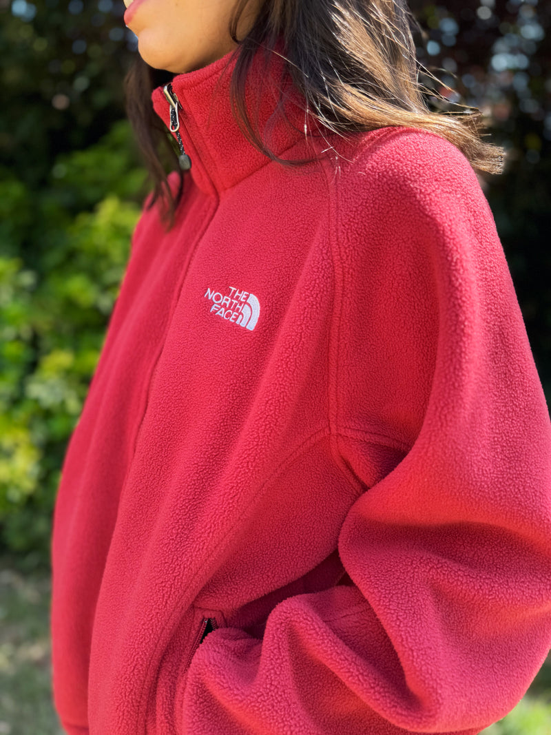 The North Face Red Full Zip Polartec Fleece Jacket with Logo