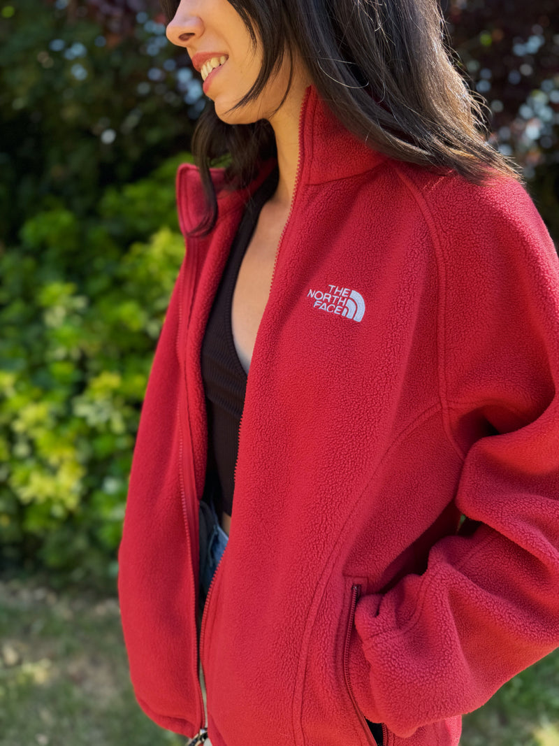 The North Face Red Full Zip Polartec Fleece Jacket with Logo

