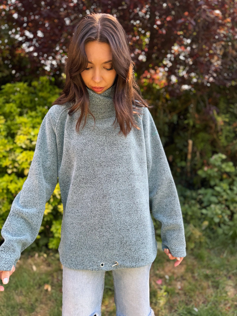  Regatta High Neck Heather Green Fleece Pullover with Funnel Collar

