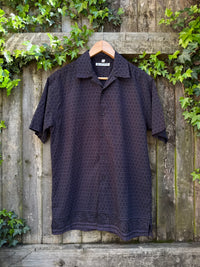 Vintage Minimal Print Shirt | Dark Charcoal Short Sleeve