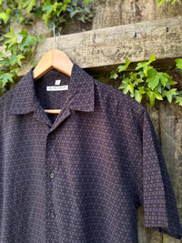 Vintage Minimal Print Shirt | Dark Charcoal Short Sleeve