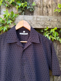 Vintage Minimal Print Shirt | Dark Charcoal Short Sleeve