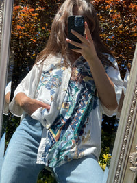 Vintage Abstract Print Shirt | Graphic Pattern Short Sleeve